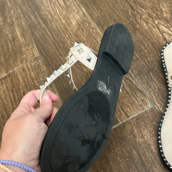 Studded Beige Sandals - Picture 3 of 3